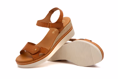 Sandalias Mujer Piel Cuero Cuña - 5