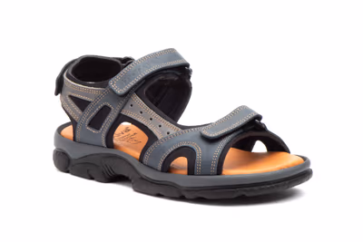 Sandalias Hombre Piel Keloil Marino Gris Morxiva - 2