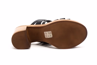 Sandalias Mujer Piel Negro Tacón - 4