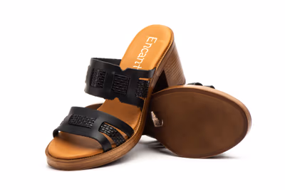 Sandalias Mujer Piel Negro Tacón - 5