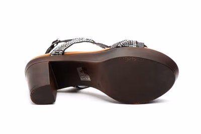 Sandalias Mujer Fiesta Negro Brillo Tacón - 4