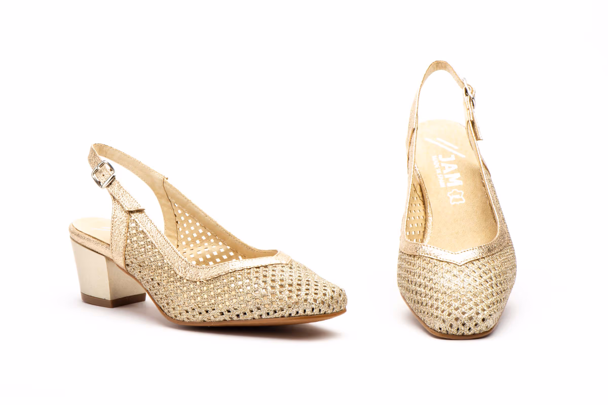 Zapatos Mujer Platino Tacón Bajo