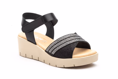 Sandalias Mujer Piel Negro Plata - 2