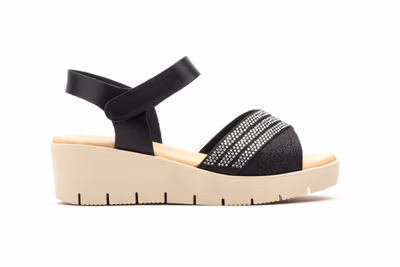 Sandalias Mujer Piel Negro Plata - 3
