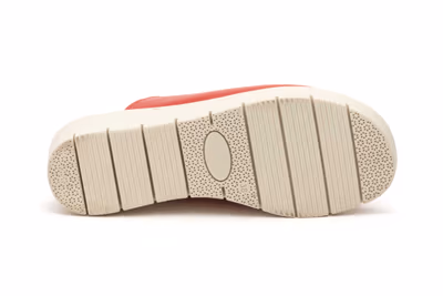 Zuecos Sandalias Mujer PIel Rojo Cuña - 4