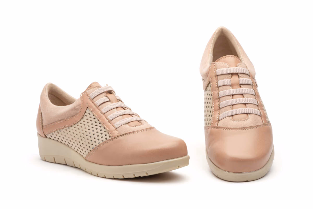 Deportivos Mujer Piel Cordones Elásticos Cuña