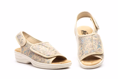 Zuecos Mujer Beige Velcro