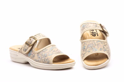 Zuecos Mujer Beige Hebilla