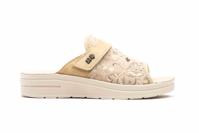 Zuecos Mujer Beige Velcro - 3