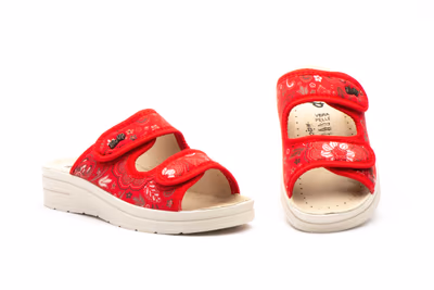 Zuecos Mujer Rojo Velcro