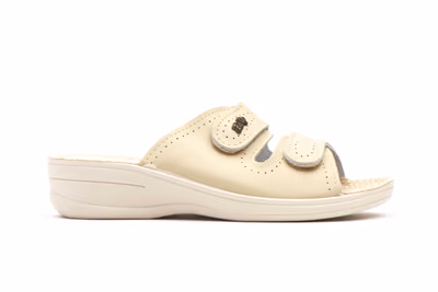 Zuecos Mujer Beige Velcro - 3
