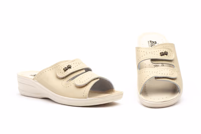 Zuecos Mujer Beige Velcro