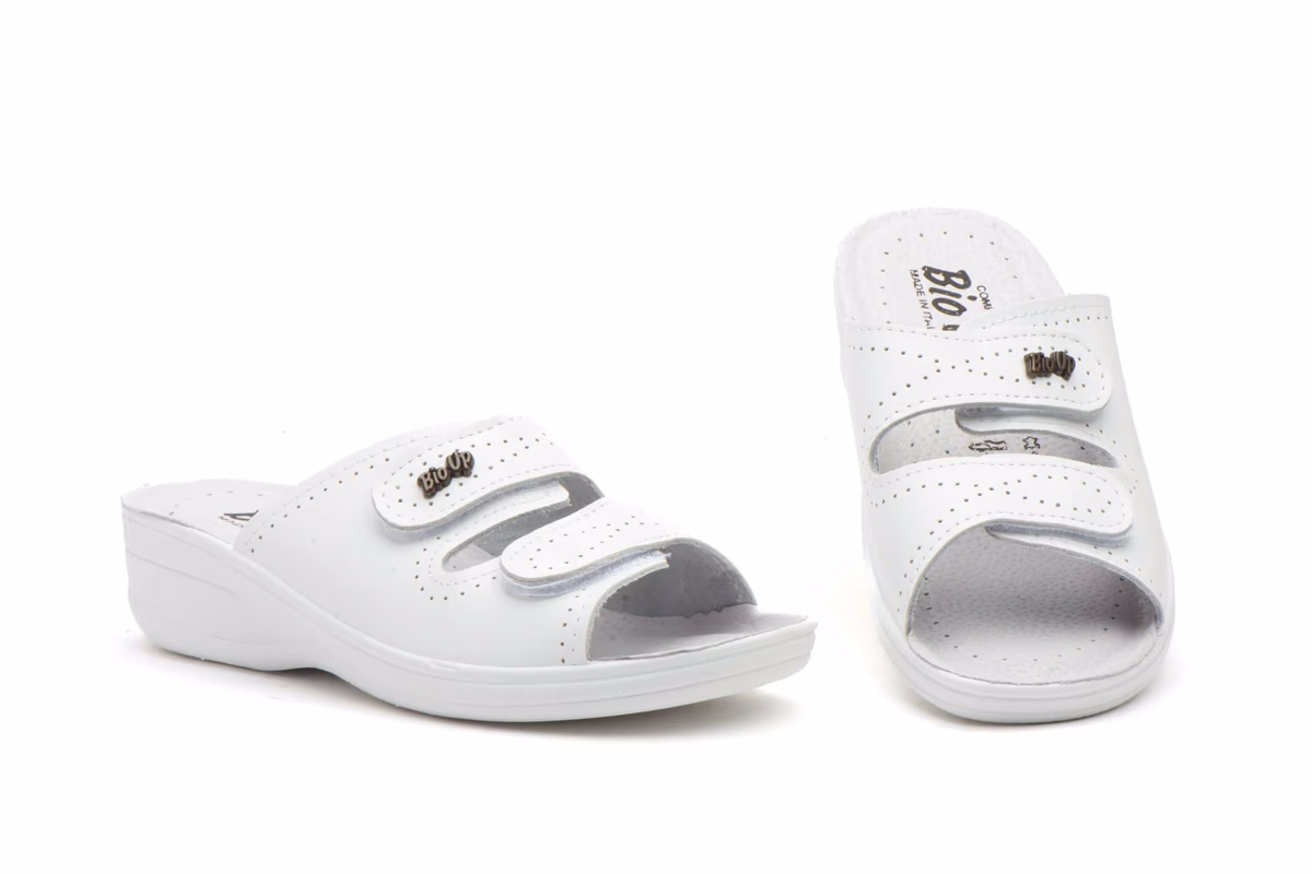 Zuecos Mujer Blanco Velcro
