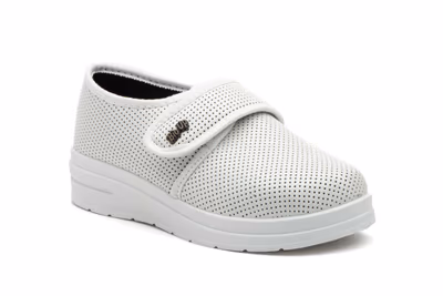 Zapatos Mujer Blanco Perforado Velcro - 2