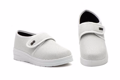 Zapatos Mujer Blanco Perforado Velcro