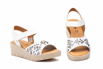 Sandalias Mujer Piel Blanco Lasér