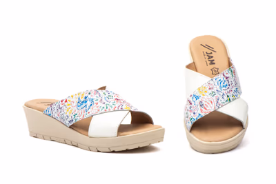 Sandalias Mujer Piel Blanco Multi