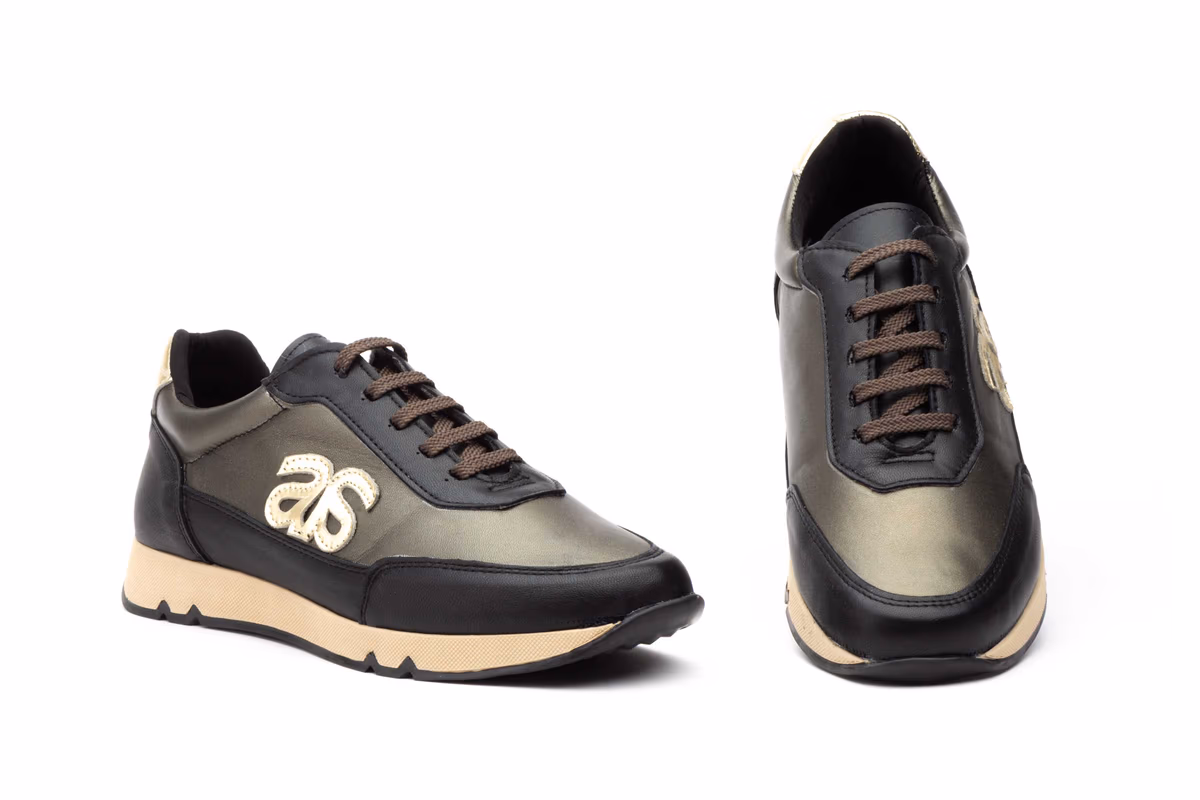 Deportivos Mujer Piel Negro Metal