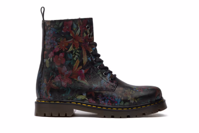 Bota Mujer Piel Flores Negro - 3