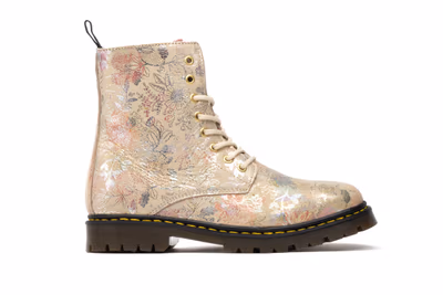 Bota Mujer Piel Flores Beige - 3