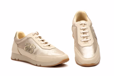 Deportivos Mujer Piel Platino BeigeMetal