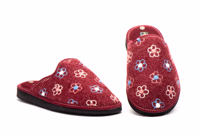 Zapatillas Mujer Burdeos Flores