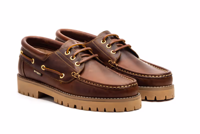 Náuticos Hombre Piel Pull Marrón - 7