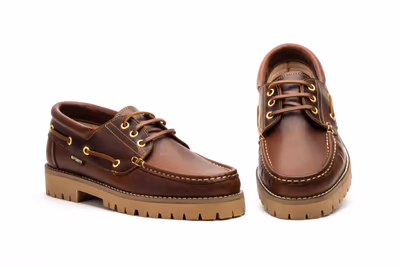 Náuticos Hombre Piel Pull Marrón