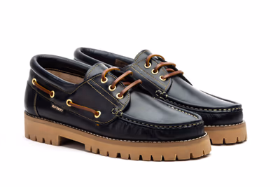 Náuticos Hombre Piel Pull Marino - 5