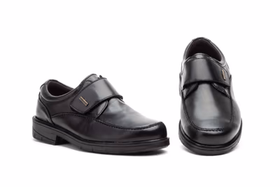 Zapatos Hombre Piel Negro Velcro