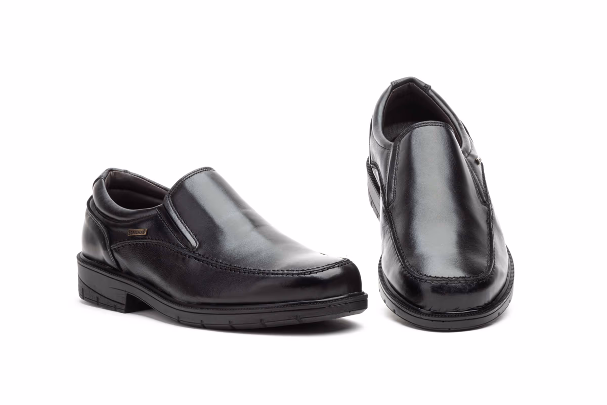 Zapatos Hombre Piel Negro Elásticos