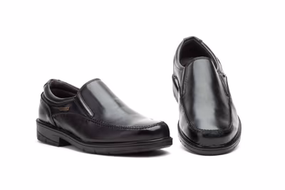 Zapatos Hombre Piel Negro Elásticos
