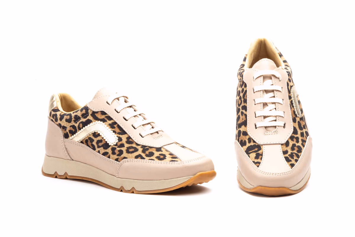 Deportivos Mujer Piel Leopardo Beige