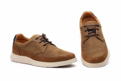 Zapato Casual Hombre Piel Nobuk Taupe Cordones