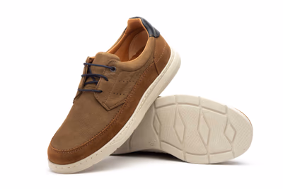 Men's Casual Shoe Taupe Nubuck Lace-up Nautic Blue ref. R83-2604 - 5