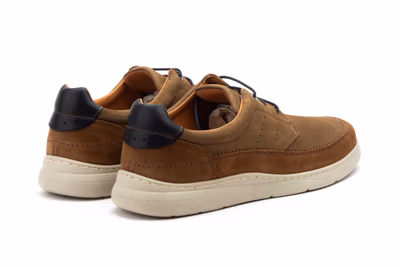 Men's Casual Shoe Taupe Nubuck Lace-up Nautic Blue ref. R83-2604 - 7