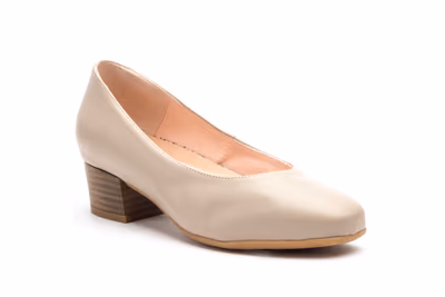 Zapatos Mujer Piel Beige Tacón - 2