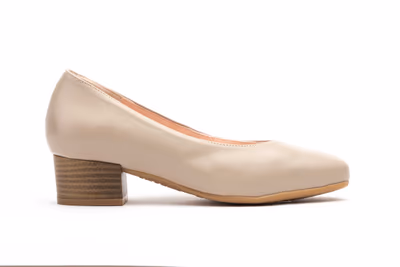 Zapatos Mujer Piel Beige Tacón - 3
