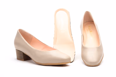Zapatos Mujer Piel Beige Tacón