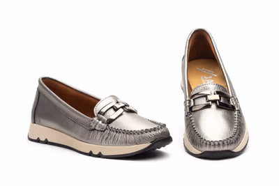 Kiowa Mujer Piel Plomo Hebilla