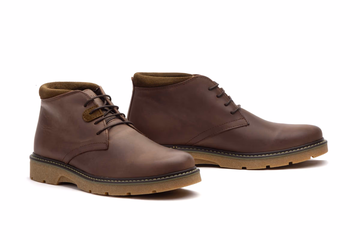 Botín Hombre Piel Marrón Cordones