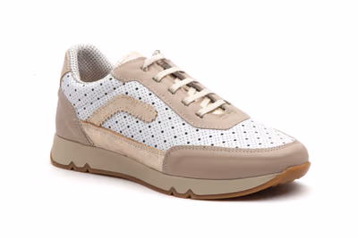 Deportivos Mujer Piel Beige Cordones - 2