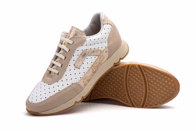 Deportivos Mujer Piel Beige Cordones - 5