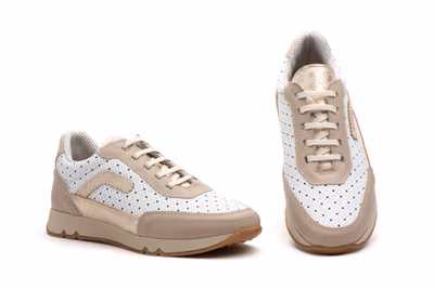 Deportivos Mujer Piel Beige Cordones