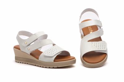 Sandalias Mujer Piel Platino Glace