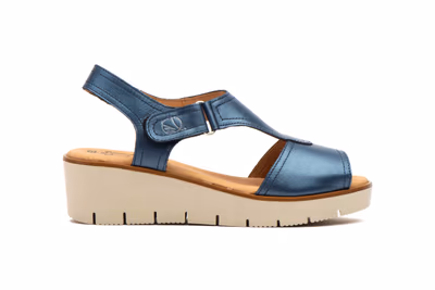Sandalias Mujer Piel Marino Velcro - 3