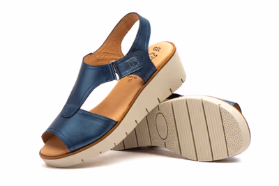 Sandalias Mujer Piel Marino Velcro - 5