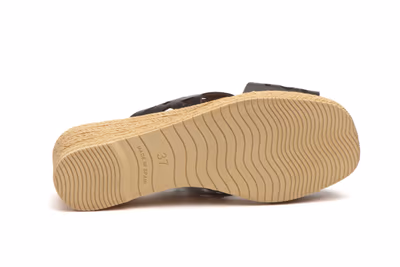 Sandalias Vaquetillas Mujer Piel Marrón Picado Cuña - 4