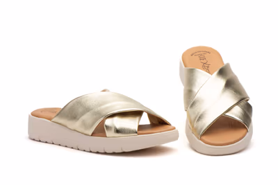 Sandalias Mujer Piel Platino