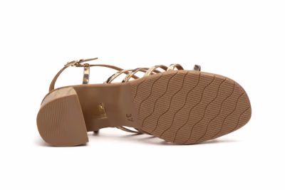 Sandalias Mujer Leopardo Platino Tacón Hebilla Gel - 4